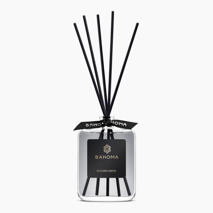 100ml-fragranced-diffuser-product-picture-grey-liquid-black-branded-label-black-reeds-sicilian-lemon