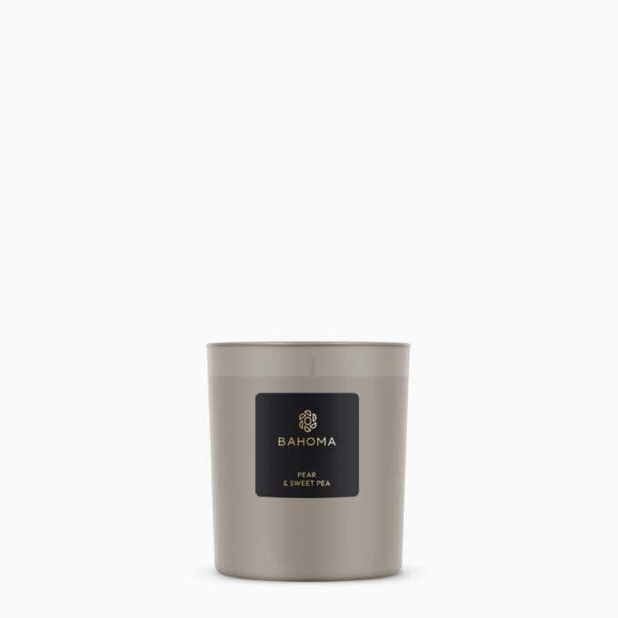 luxury-scented-candle-in-a-box-pear-and-sweet-pea-blossom-product-picture-mocca-taupe-satin-glass-vessel-mocca-taupe-wax-black-label-gold-branding