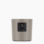 Luxury XL Scented Candle-product-picture-egyptian-iris-and-cocount-mocca-transluscent-vessel-mocca-wax-black-label-gold-branding
