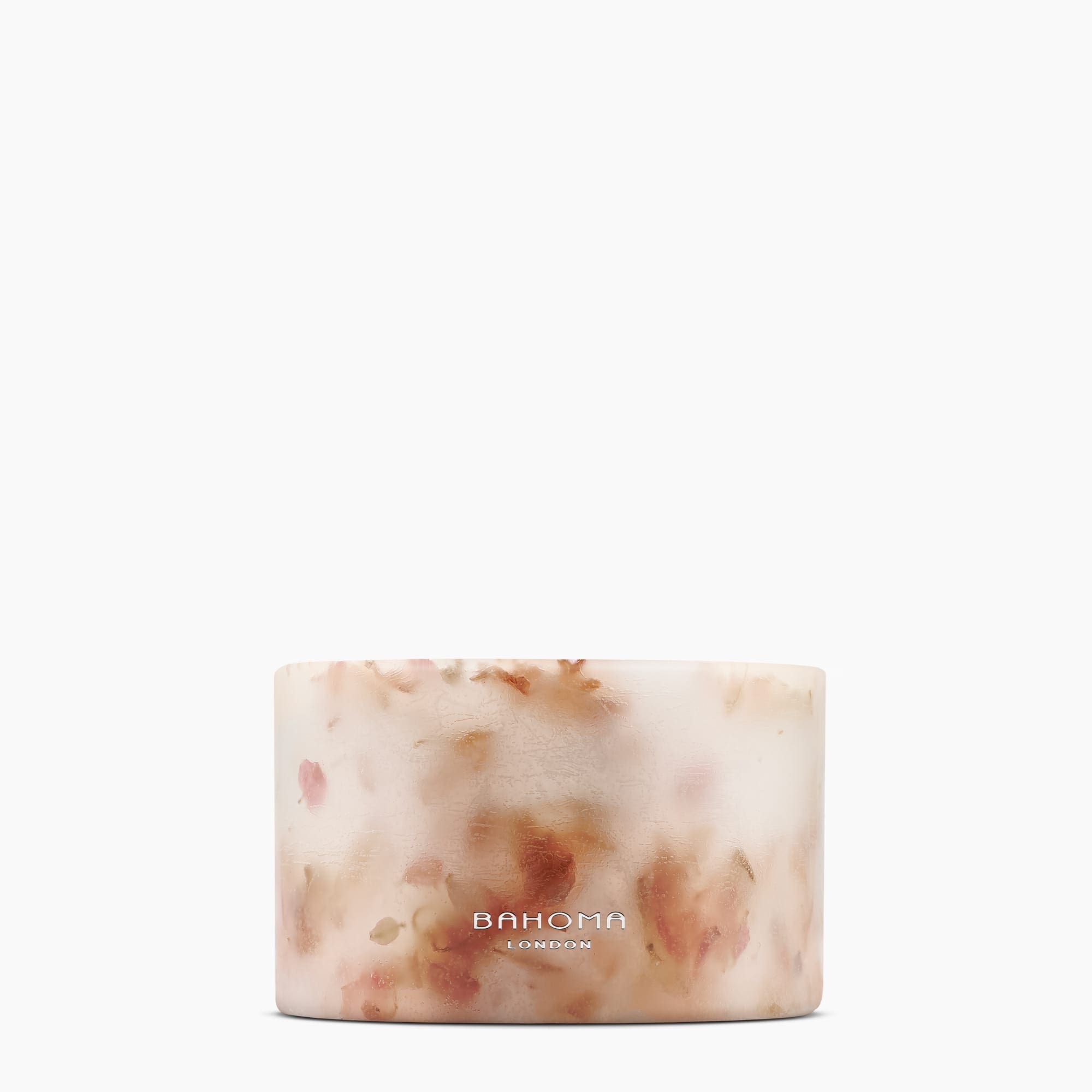 Cherry Blossom Scented Small Pillar Candle from the Botanical Collection with real cherry blossom petals embedded in the wax.