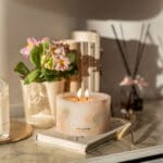 cherry-blossom-scented-pillar-candle-front-profile-lit