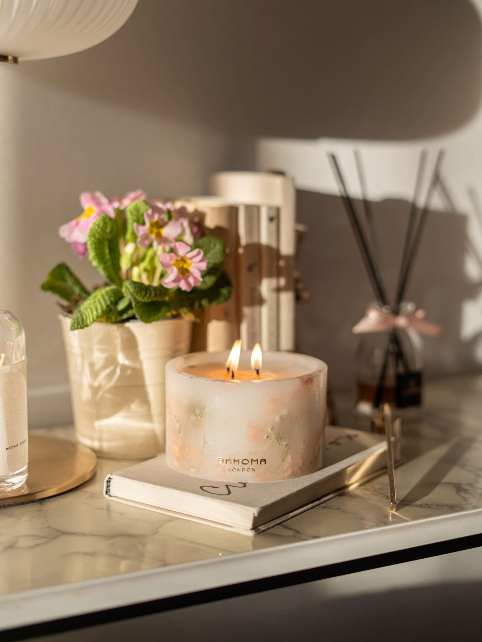 cherry-blossom-scented-pillar-candle-front-profile-lit