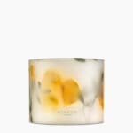 Amalfi Coast Scented Grand Pillar Candle from the Bahoma Botanical Collection in white wax. Product picture.