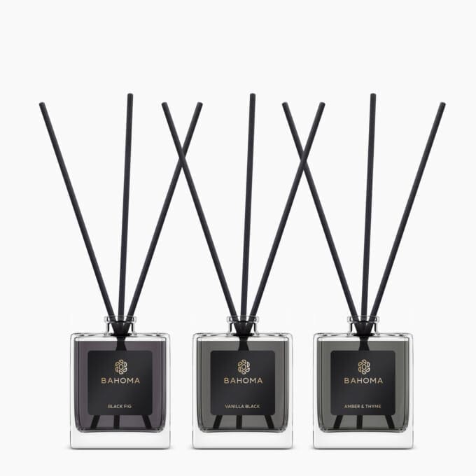Bahoma London 3x 50ml Fragranced Diffuser Set Obsidian Collection with Black Reeds
