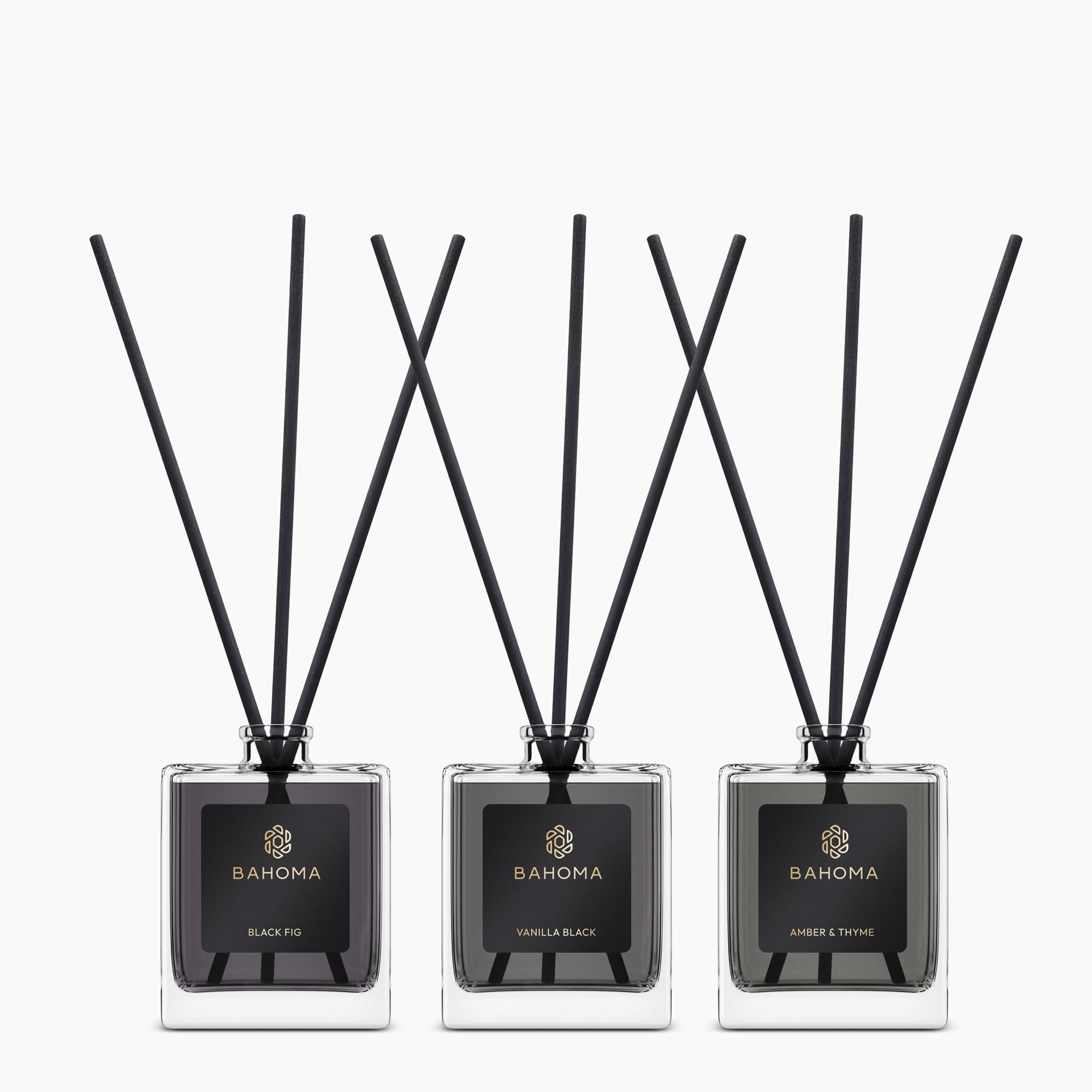 Bahoma London 3x 50ml Fragranced Diffuser Set Obsidian Collection with Black Reeds