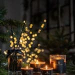 Black wax Silent Night nine lights mini candles table setting