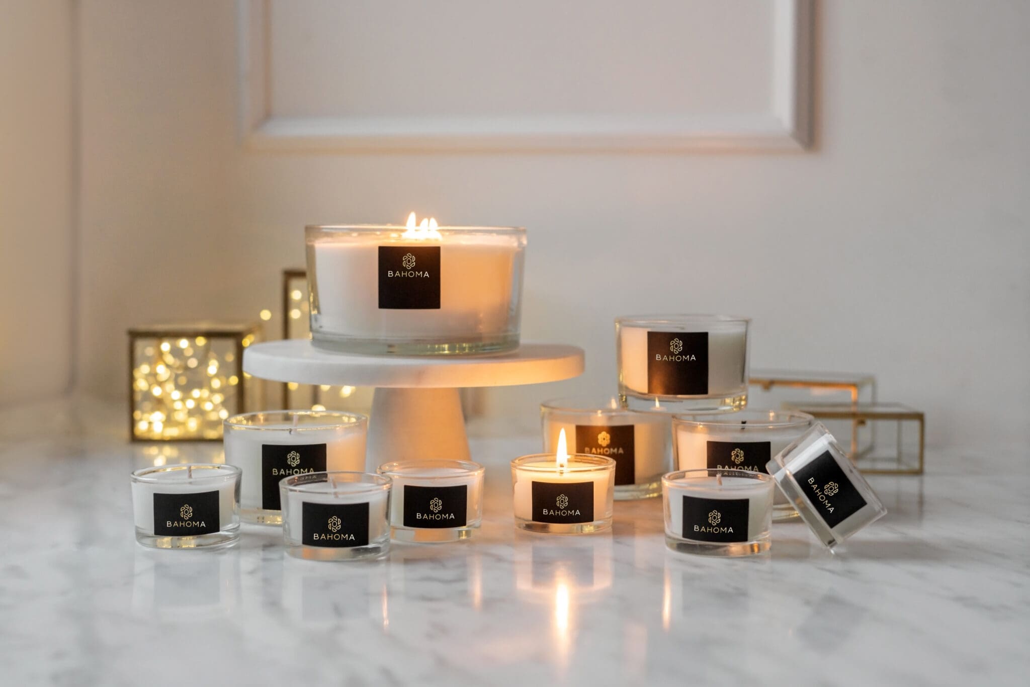 Bahoma Everlasting Candle Set – Luxury 11-Candle Collection displayed on marble surface – holiday style