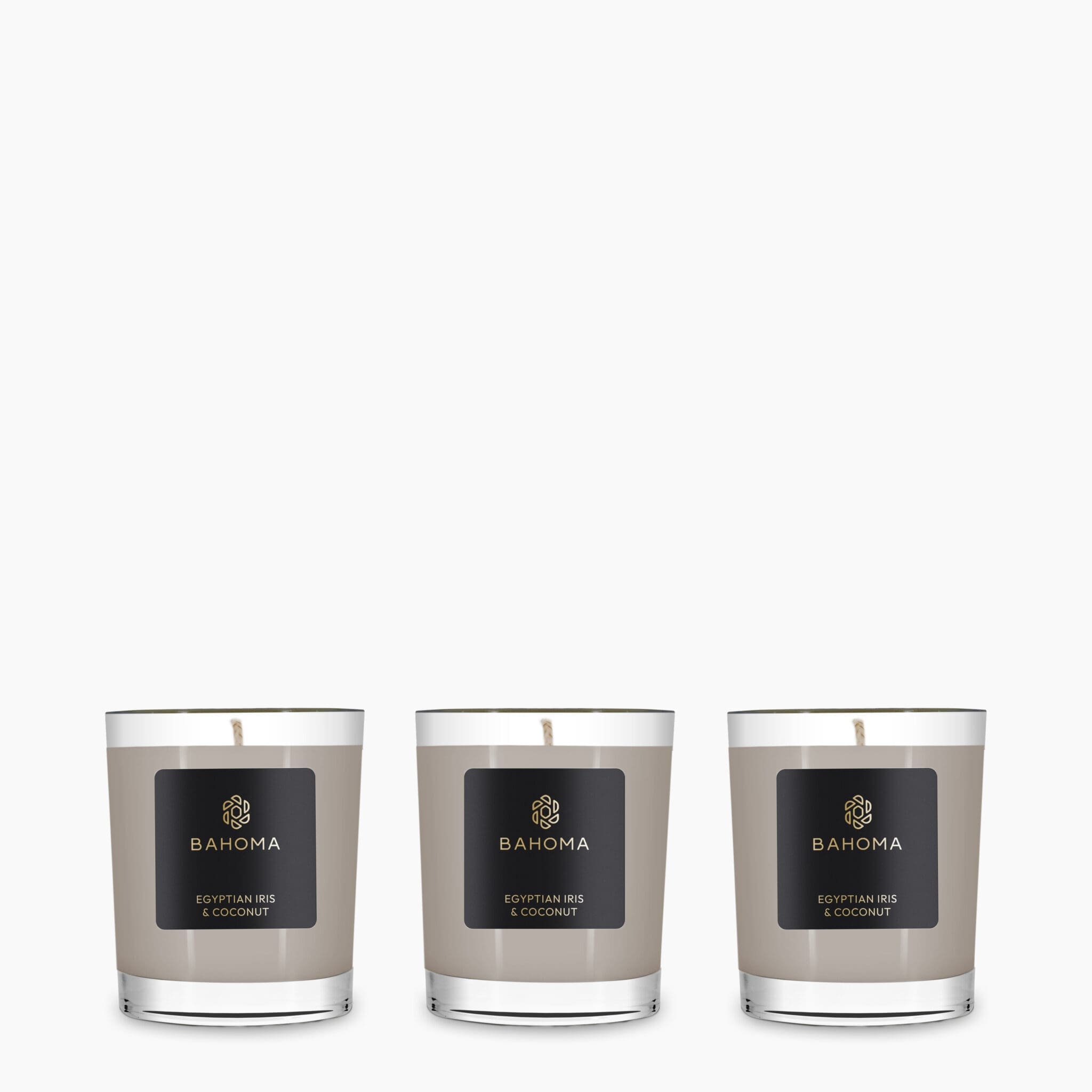 Set 3 x Travel Candle in a box - Egyptian Iris & Coconut - Sand Collection - front view