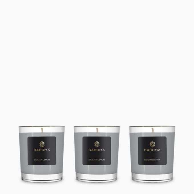 Set 3 x Travel Candle in a box - Sicilian Lemon - Ash Collection - front view