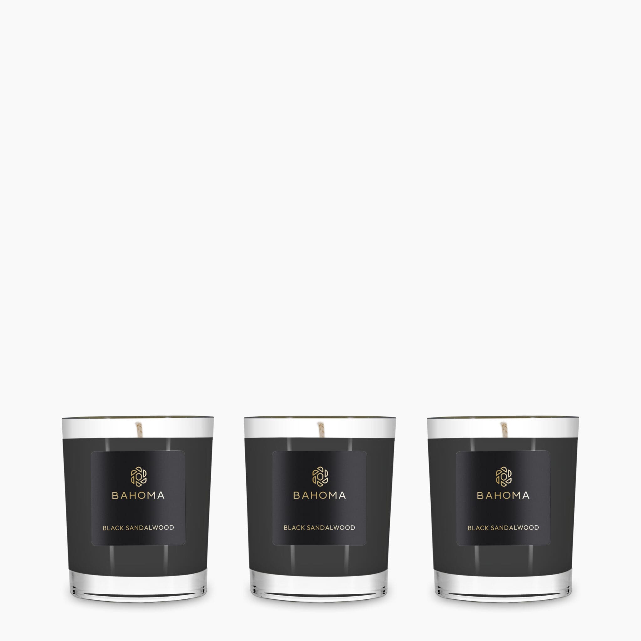 Set 3 x Travel Candle in a box - Black Sandalwood - Obsidian Collection - front view