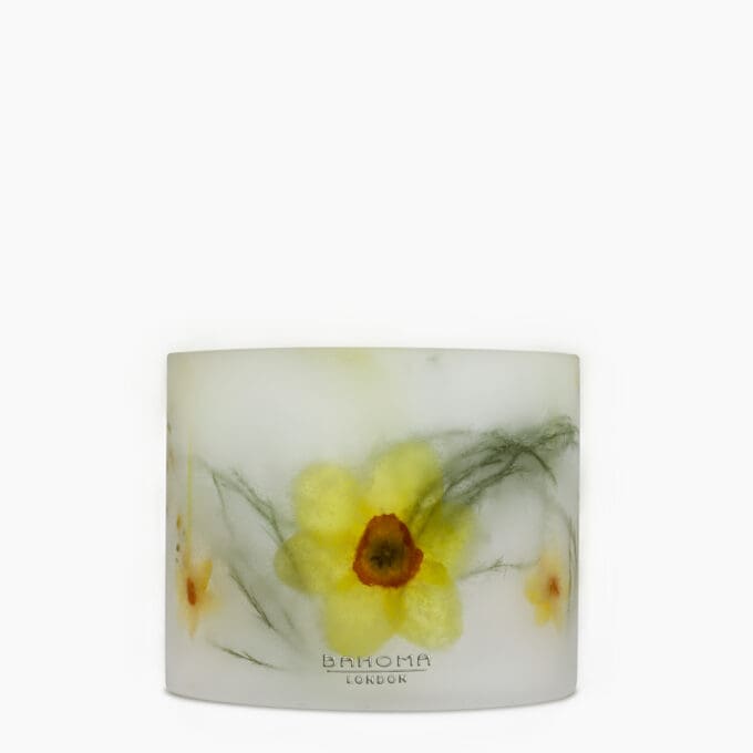Front view of the Awakening Scented Grand Pillar Candle from the Botanical Collection.