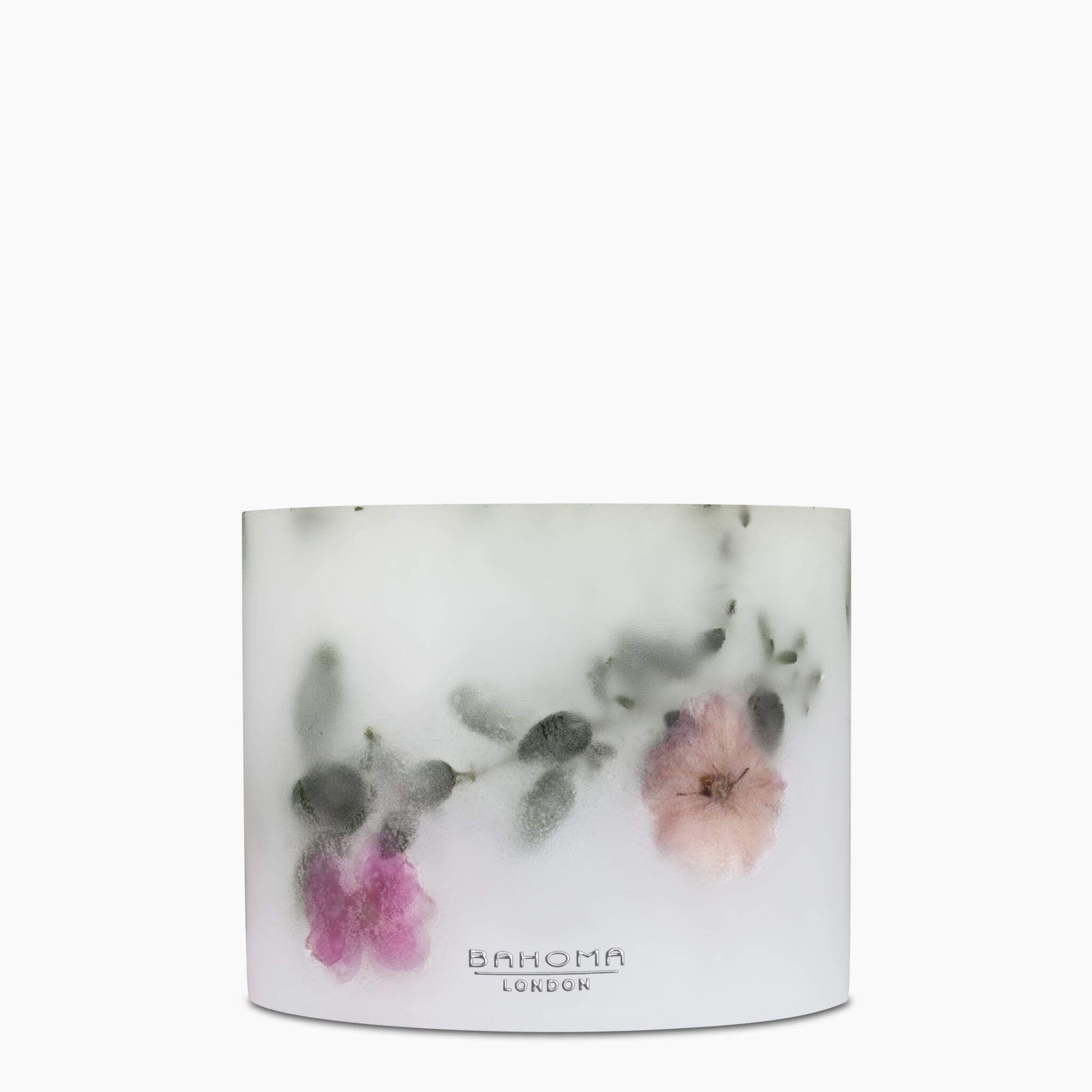 Front view of Sakura Avenue Scented Grand Pillar Candle with real embedded petals.
